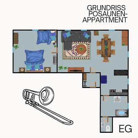 Trompeten-, Posaunen- & Tuba-appartment In Lejlighed Stolpen